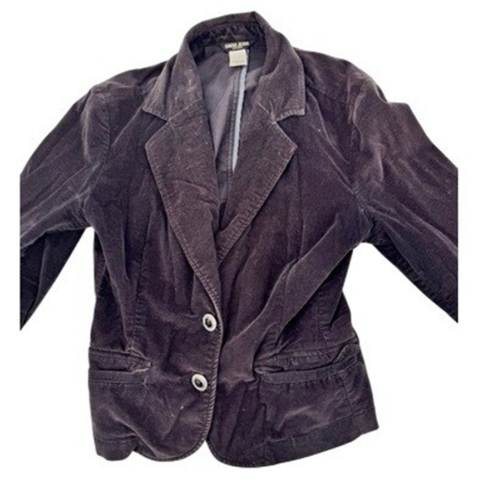 Guess Jeans Womens Dark Velvet Blazer Ornate Button Jacket Size M Q542B850